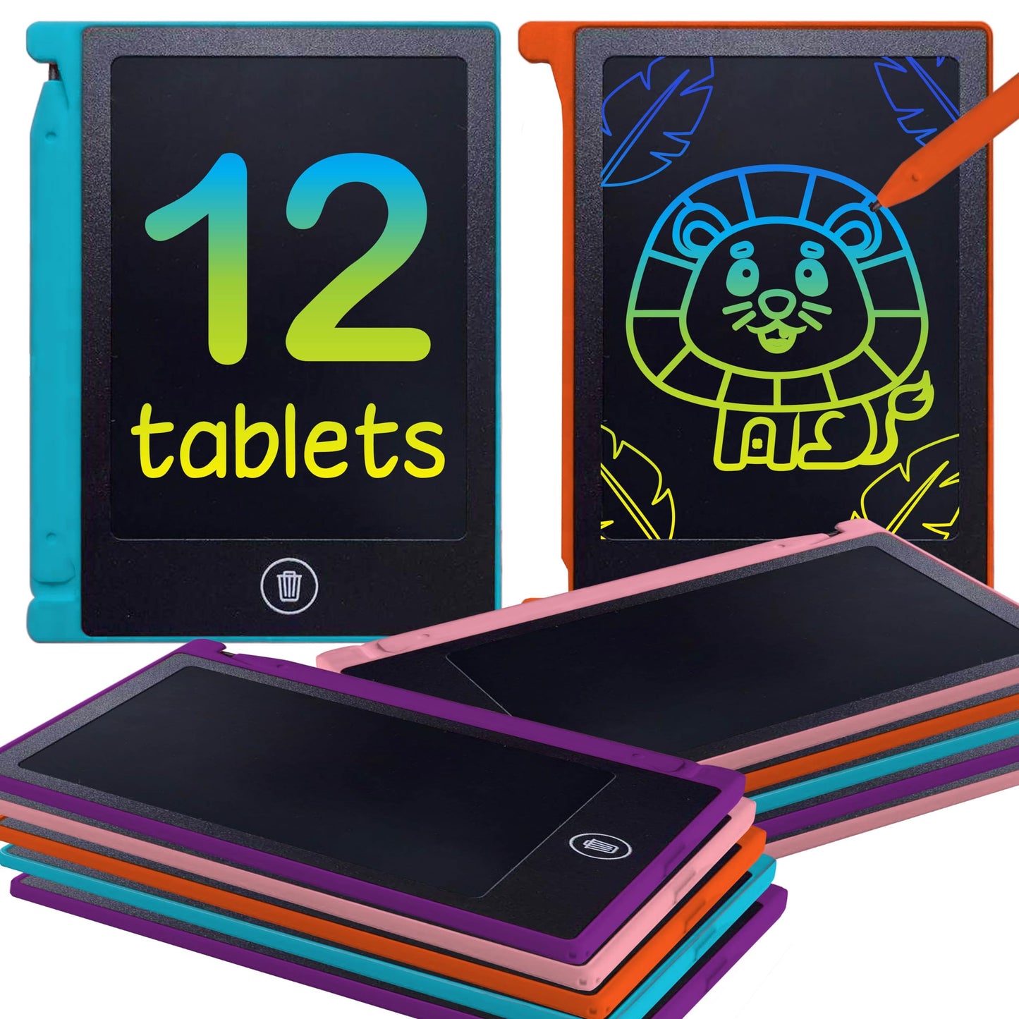 Party Favor Mini LCD Writing Tablet for Kids, 12 Pack – 4.5 Inch Mini Drawing Board. Fun and Educational for Kids That Sketch and Doodle. Perfect Goodie Bag and Gift Bag Filler, School Prize Or Gift