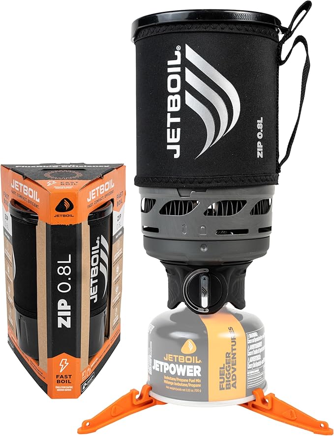 Jetboil Zip 0.8L Portable Fast Boil Stove with Easy-Turn Knob Igniter for Backpacking and Camping, New for 2025, Propane/I...