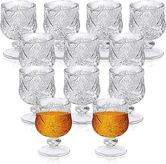 1.75 oz Shot Glasses Set Fancy Cute Shot Glasses Cordial Crystal Shot Glassware Clear Embossed Glass Snifters Drinkware fo...