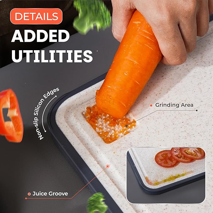 Titanium Cutting Board, New 2026-5-in-1 Pure Titanium & Wheat Straw PP Board with Knife Sharpener and 2 Fruit Peelers, Large 16 x 11 Inch
