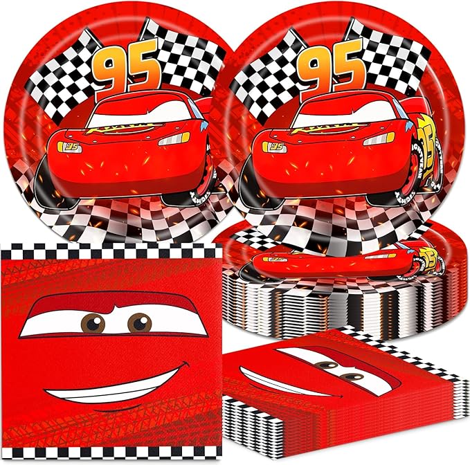 40pcs Race Cars Birthday Party Supplies Cars Dessert Plates Napkins for Boys Baby Shower Cars Theme Party Decorations,Suit...