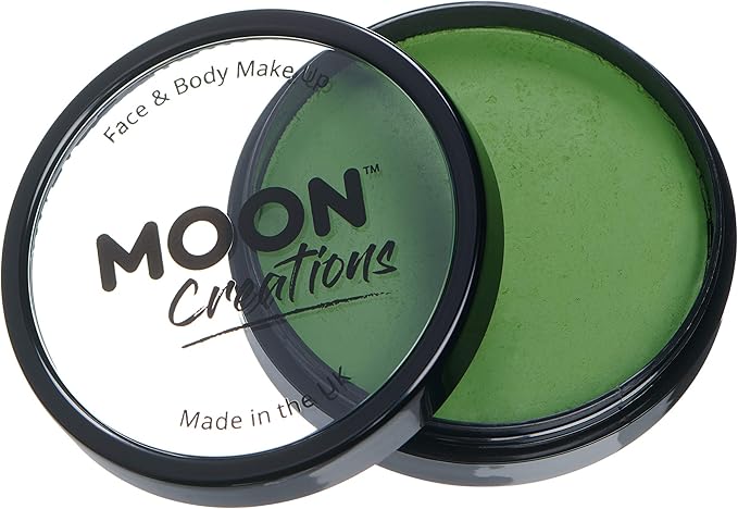 Moon Creations Pro Face & Body Paint Cake Pots Grass Green - Professional Water Based Face Paint Makeup for Adults, Kids - 1.26oz