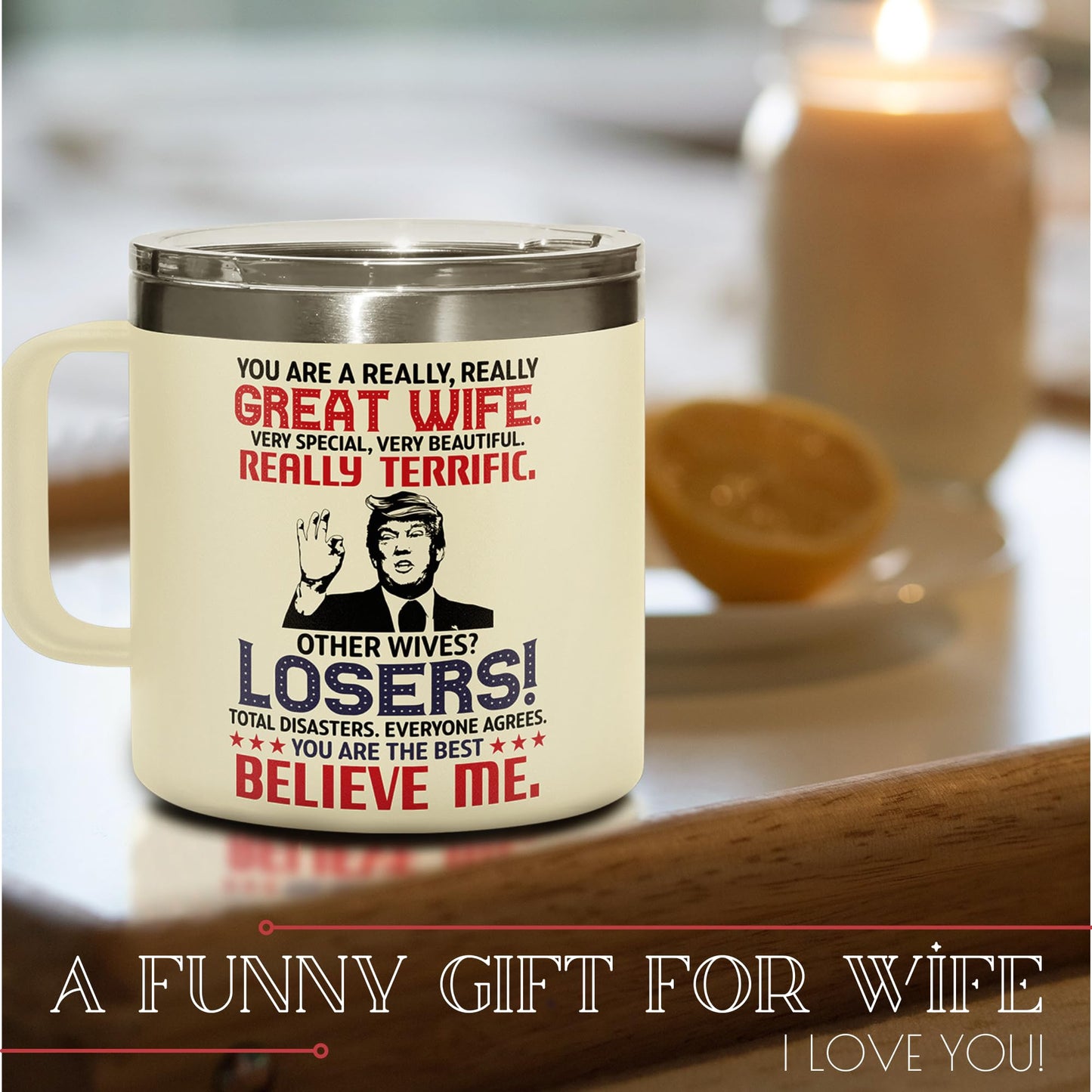 UMACVN Gifts for Wife from Husband - Wedding Anniversary for Women, Birthday, Mothers Day, Christmas Wife Gifts for Her - Romantic Love Gift for Her - 14 Oz Stainless Steel Coffee Mug