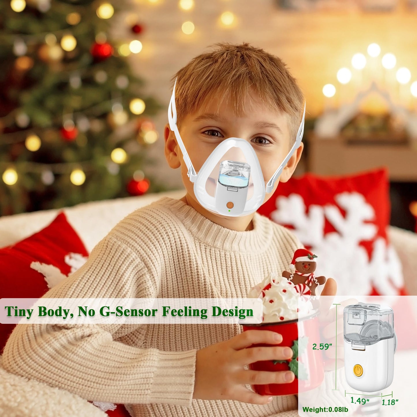 Nebulizer, Portable Nebulizer for Adults & Kids, Rechargeable Nebulizer with Handsfree Design for Lying Down Nebulization, Asthma Nebulizer for Respiratory Timely Help