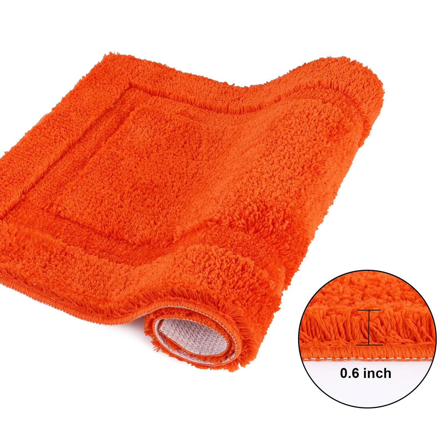 SHACOS Super Soft Bathroom Rugs Set of 2 Pieces 20x32 + 16x24 inch Non Slip Bath Rugs Microfiber Washable Absorbent Bath Mats Plush Bathroom Carpet, Orange