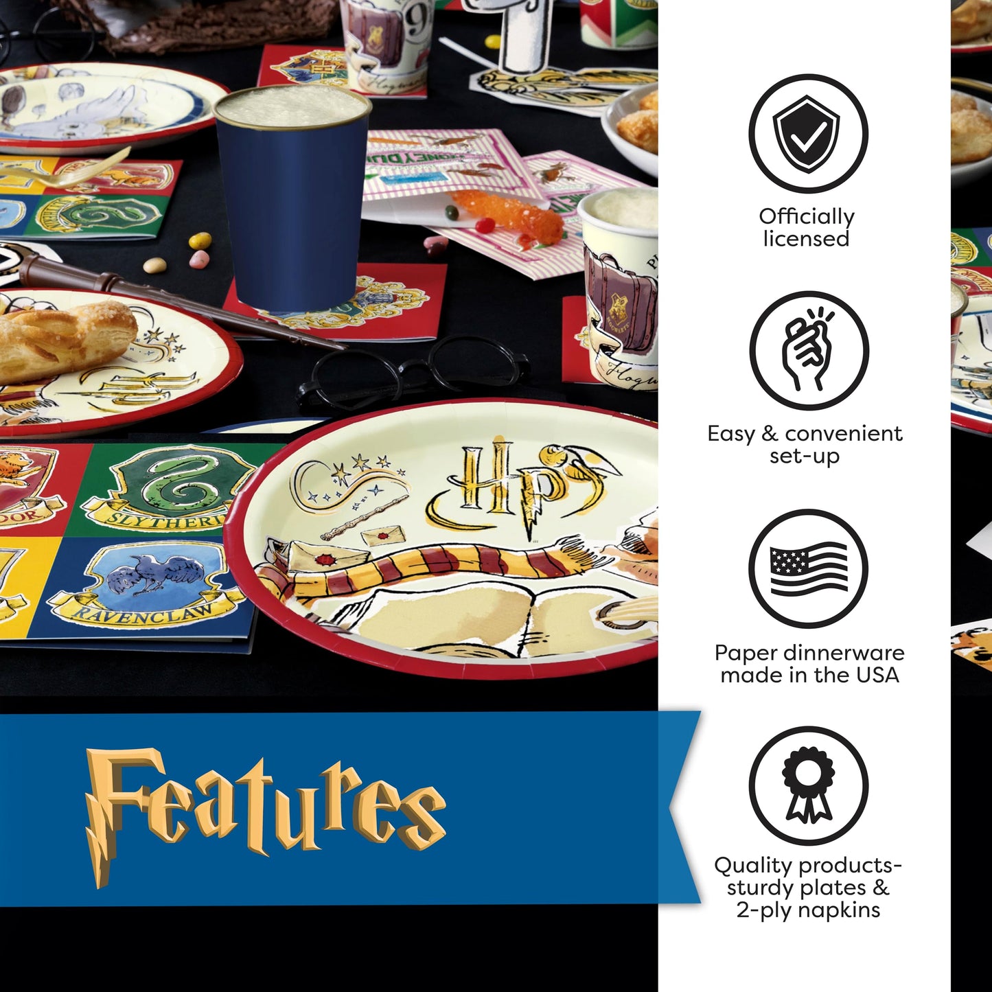 Harry Potter Birthday Decorations | Officially Licensed | Serves 16 | Harry Potter Party Decorations with Balloons, Tablecloth, Banner, Plates, Napkins, Sticker