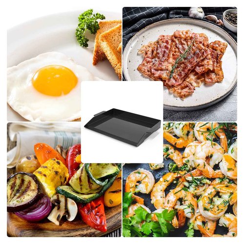 Onlyfire Universal Enamelled Cast Iron Cooking Griddle, Nonstick Coating Griddle Flat Top Grill Plate with extra high sidewalls for All Gas Grills and 4 Burner Range Oven, 23" x 16"