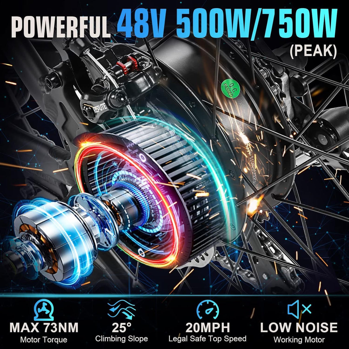ANCHEER Hummmer Electric Bike for Adults 27.5'' Peak 750W Electric Mountain Bike/Ebike, 3 Hours Fast Charge, 55 Miles Electric Bicycle with 48v/499Wh Battery, LCD Display, 21 Speed Gears