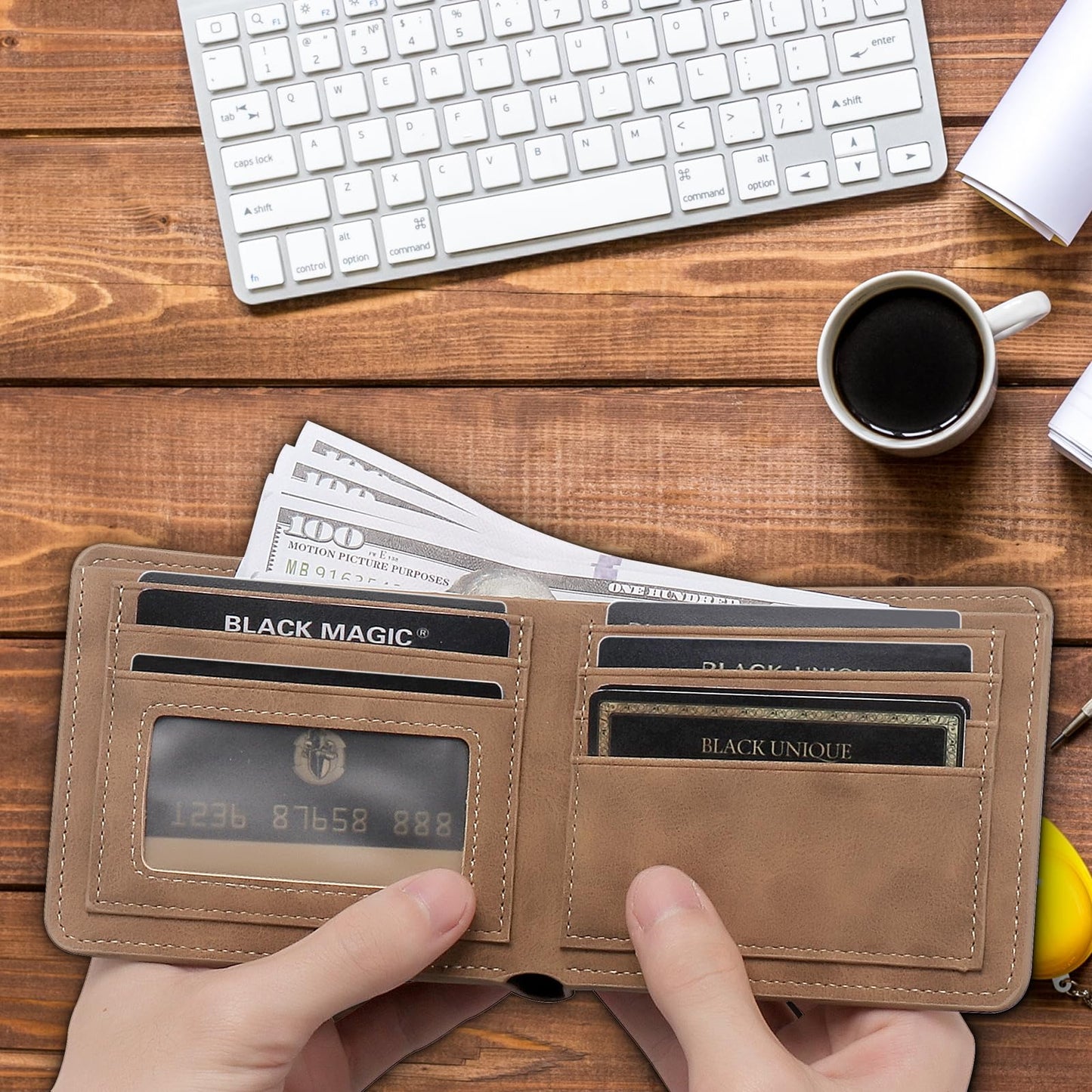 THTCSQ To My Brother Personalized Leather Wallet Engraved - Man's Birthday & Christmas Gifts