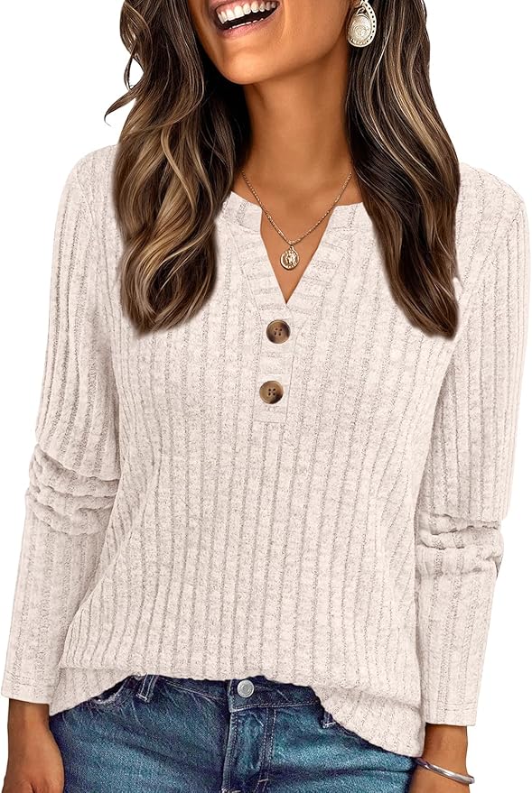 AUTOMET Women's Long Sleeve Henley Shirts Fall Lightweight Sweaters Dressy Casual Tunic Tops Fashion Clothes 2026