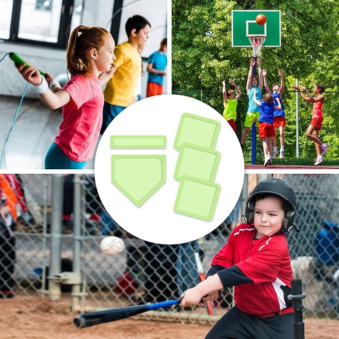 BIYQFCR Baseball Home Plate & Base 5-Piece Set – Ractice Training Equipment for Baseball, Softball, Kickball – 3 Base Plates, 1 Home Plate, 1 Pitcher’s Plate – Backyard, Field Use