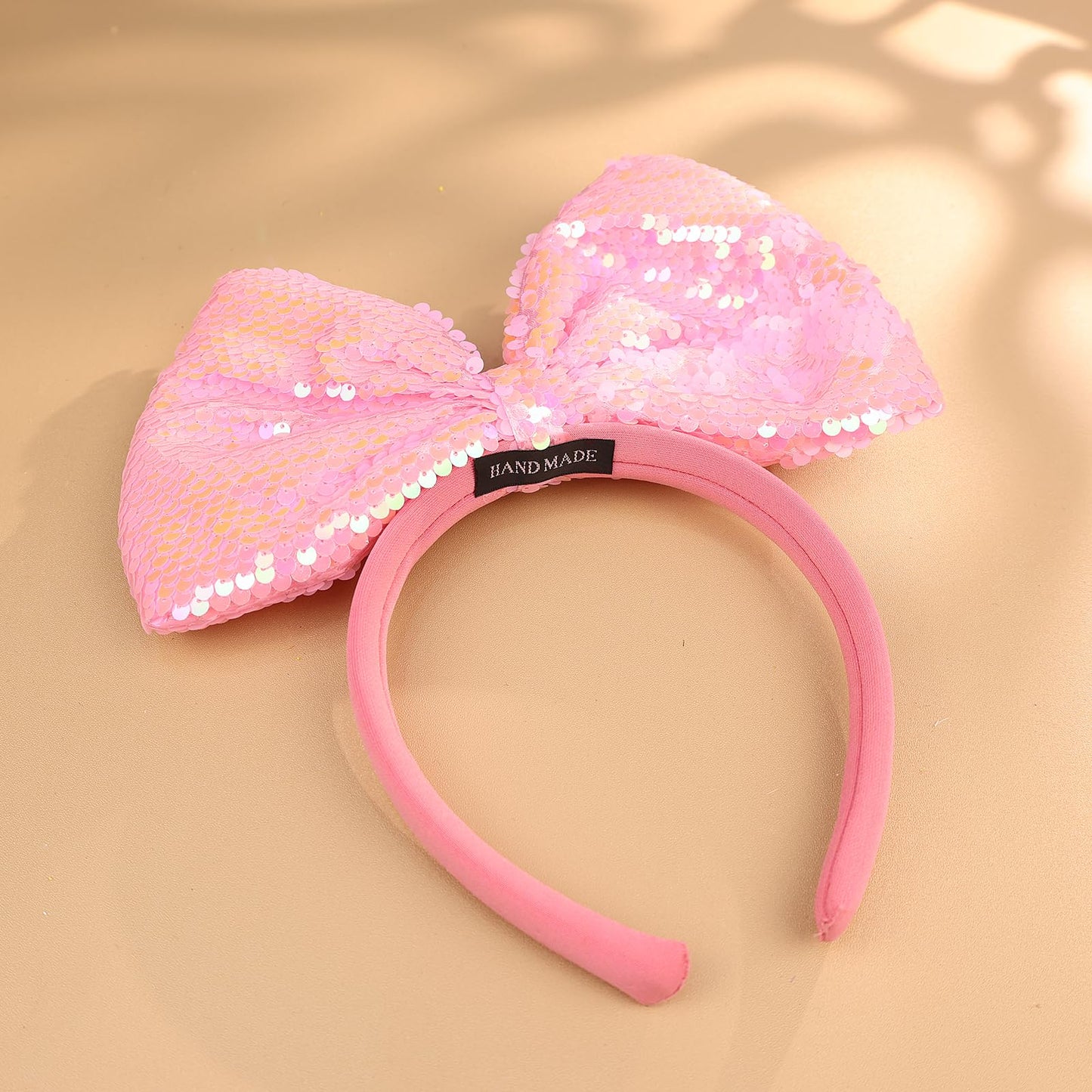 Yheahin Big Bow Headband for Women Soft Bow-Knot Hair Hoop with Sparkling Sequins Festival Costume Large Hair Bow Accessory (Pin