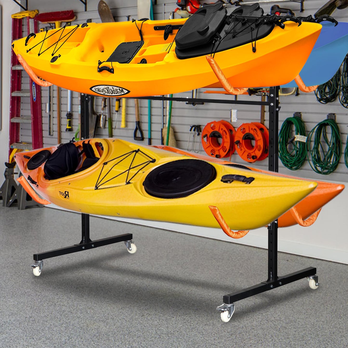 Neorexon Freestanding Kayak Storage Rack, Kayak Racks for Outdoor Storage 4 Kayak, Kayak Stand Heavy Duty Storage for Kayaks, Canoes, SUP and Surfboards