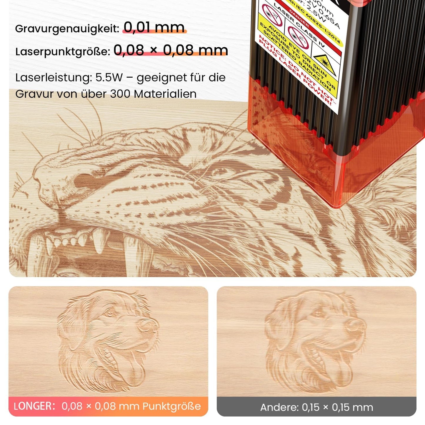 LONGER Ray5 Mini Laser Engraver, 5.5W Portable Laser Engraver & Cutter, 12000mm/min High-Speed, for Wood, Acrylic, Glass & Leather, 130x130mm Work Area, Ideal for Small Business & DIY, WiFi Compatible
