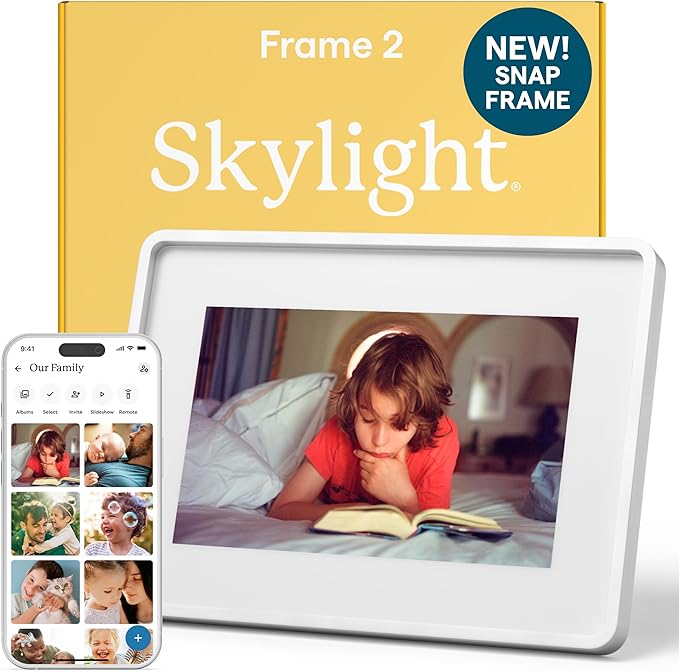Skylight Digital Picture Frame 2 – 10" Full HD Wi-Fi Touch Screen, 16GB Digital Photo Frame, Load Photos & Videos Directly from Phone, Anti-Glare – Personalized Gifting, Aluminum Metal Shadow Box