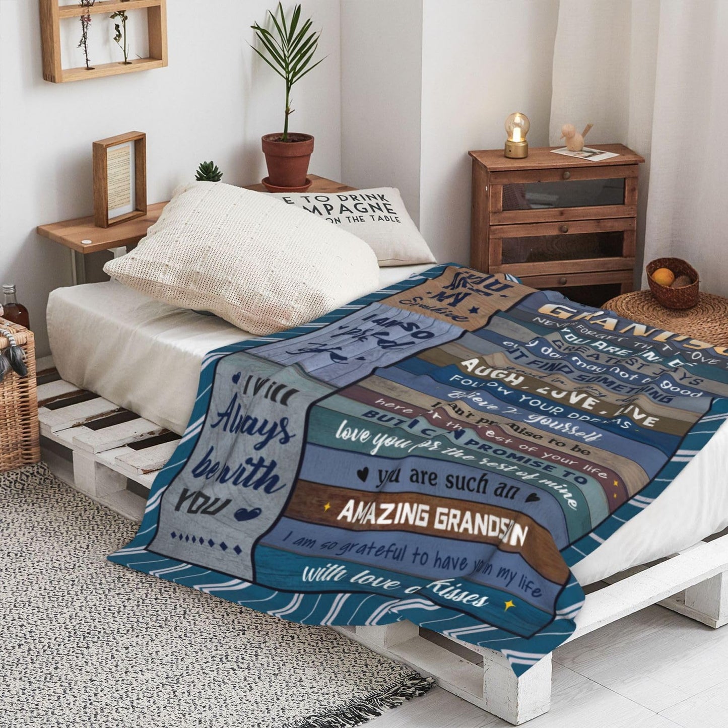 NORGOPRON Grandsons Gifts from Grandma/Grandpa/Grandparents/Nana, Gifts for Grandsons, Grandson Birthday Graduation Gift, to My Best Grandson Gift Throw Blanket 60"x50"