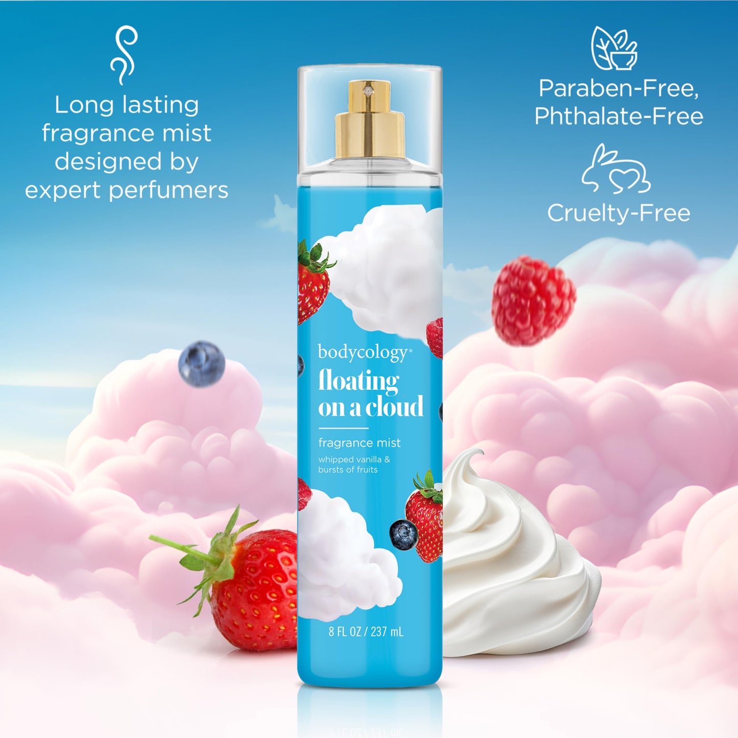 Bodycology Long-Lasting Fragrance Body Mist, Floating On A Cloud, 8 fl oz (Pack of 2)