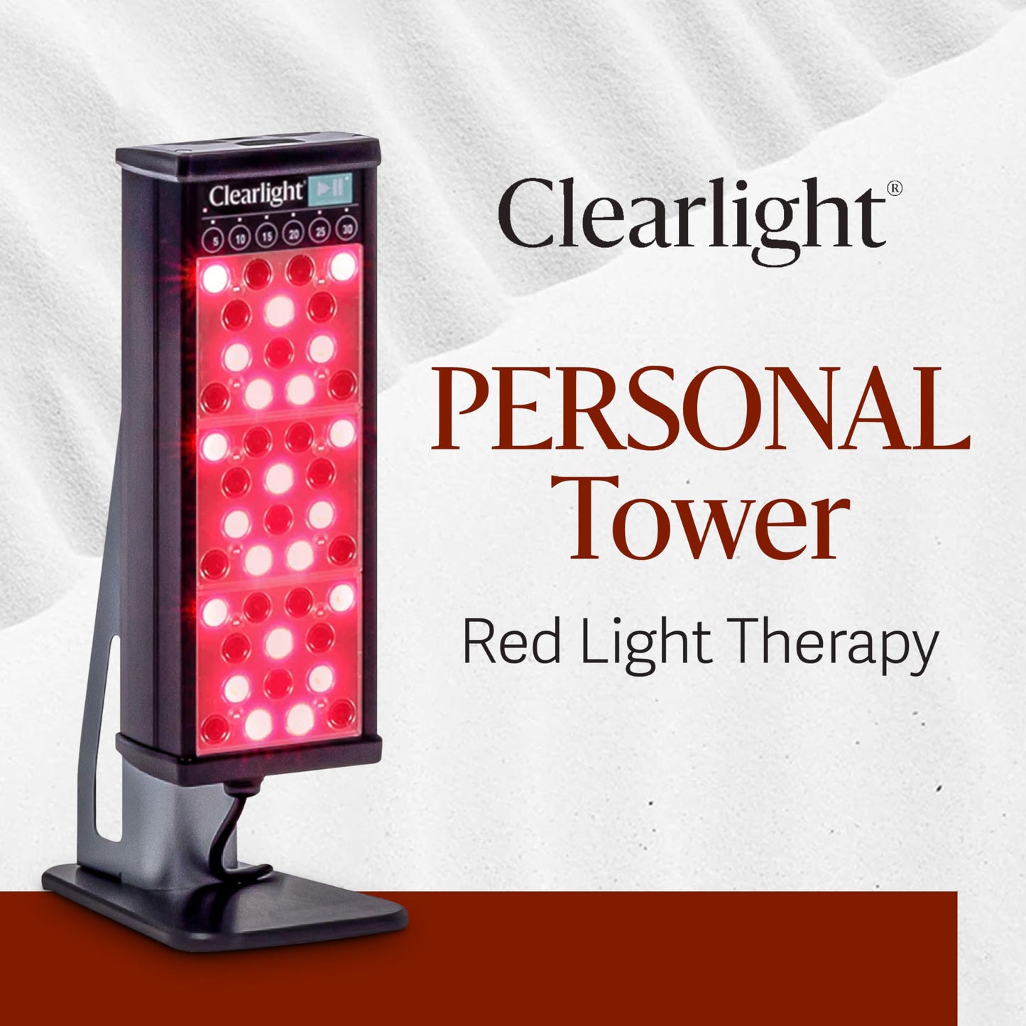 Clearlight RED Light Therapy Personal Tower - Red & Near-Infrared 650nm & 850nm Wavelengths - Pain Relief, Skin Rejuvenation, Muscle Recovery & Skin Vitality - Saunas Infrared Light Therapy with Stand