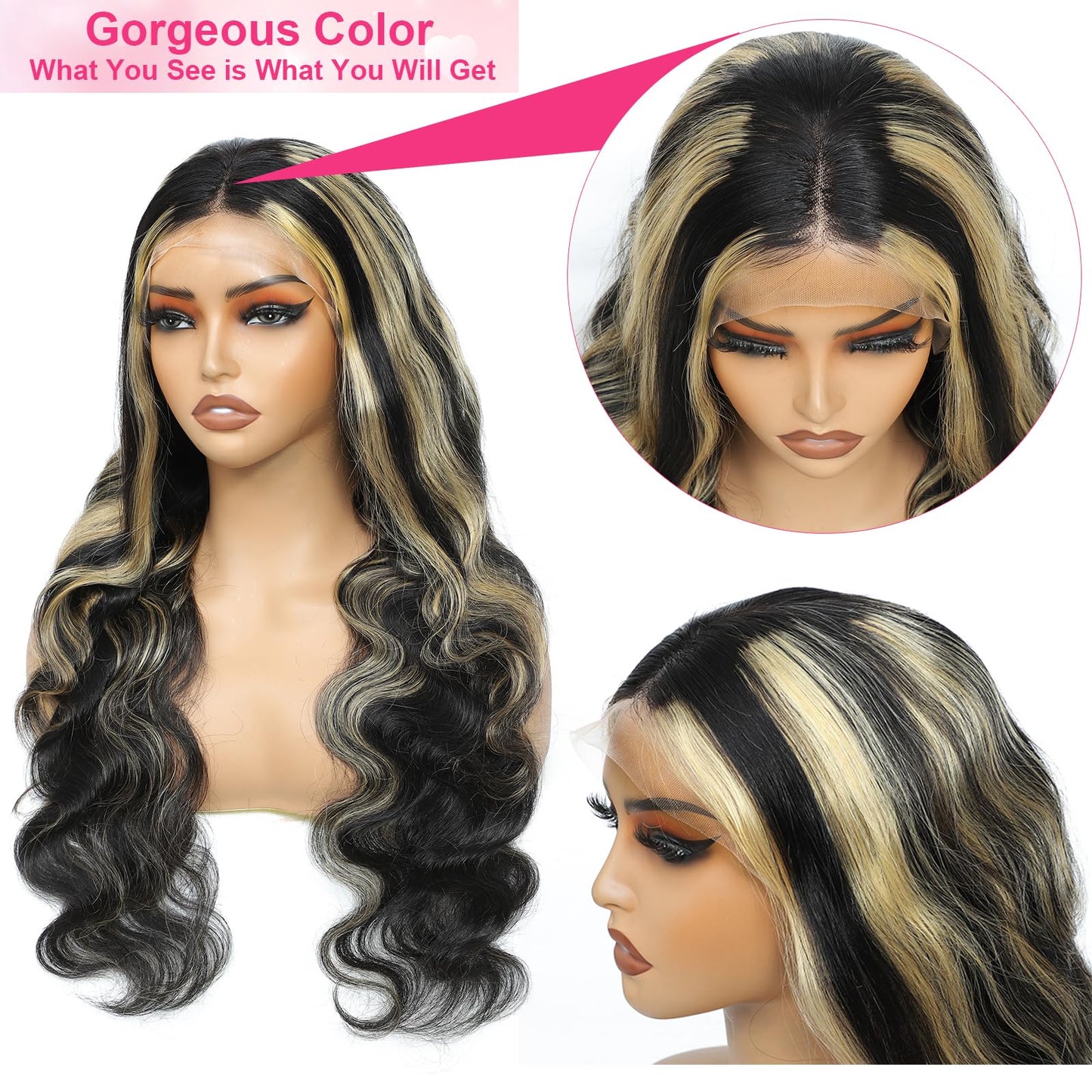 Kephare 250 Density FB/27 Balayage Highlight Ombre Lace Front Wig Human Hair Body Wave 13x4 HD Transparent Lace Front Wigs Human