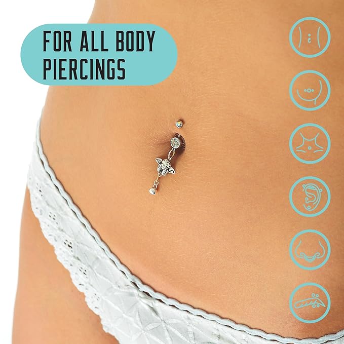 BASE LABORATORIES Piercing Aftercare Spray 4oz | Saline Spray for Piercings | Ear Piercing Cleaner Spray | Saline Solution for Piercings | Piercing & Keloid Bump Removal for Ears, Belly & Nose | 3PK