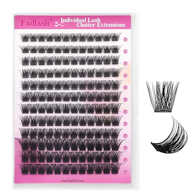 Lash Clusters 10-16mm 144pcs Mixed Tray Individual Lashes D Curl Individual Lashes Cluster Eyelash Extensions DIY Lash Extensions Eyelash Clusters Eyelash Extension Kit at Home (J02-0.07D, 10-16mm)