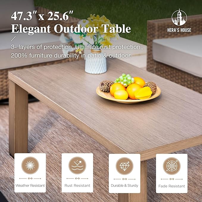 HERA'S HOUSE Swivel Glider Patio Furiture Set with 4.92" Wide Armrests, Outdoor Wicker Conversation with 5.5" Waterproof Cushions, 6 Pieces Outside Sofa Set for Deck Lawn, Grey
