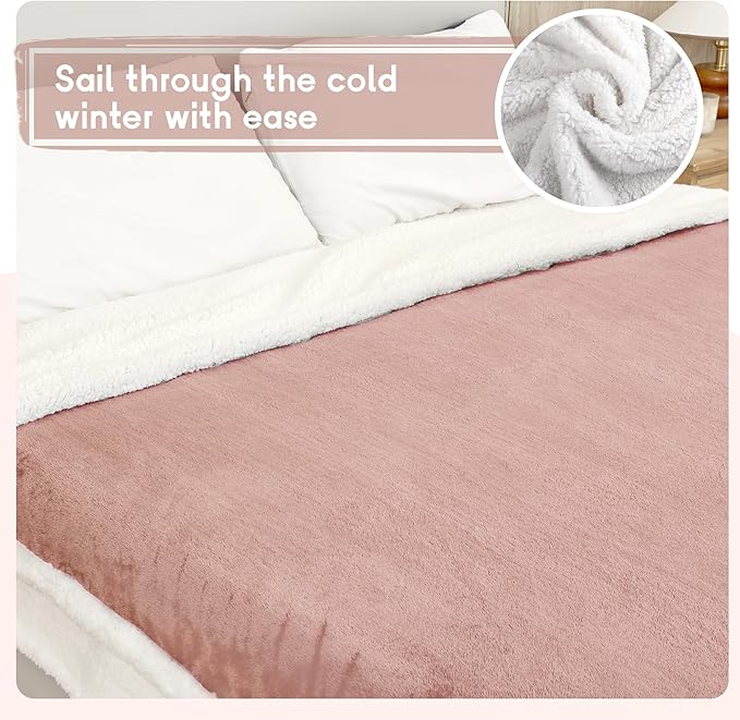 Heated Blanket Electric Blanket Full Size 72''x84'' with 9 Heating Levels, 1-10 Hour Auto Shut Off, Machine Washable, Flannel & Sherpa Soft Warming Blanket for Couch, Bed, Office - Cozy Pink