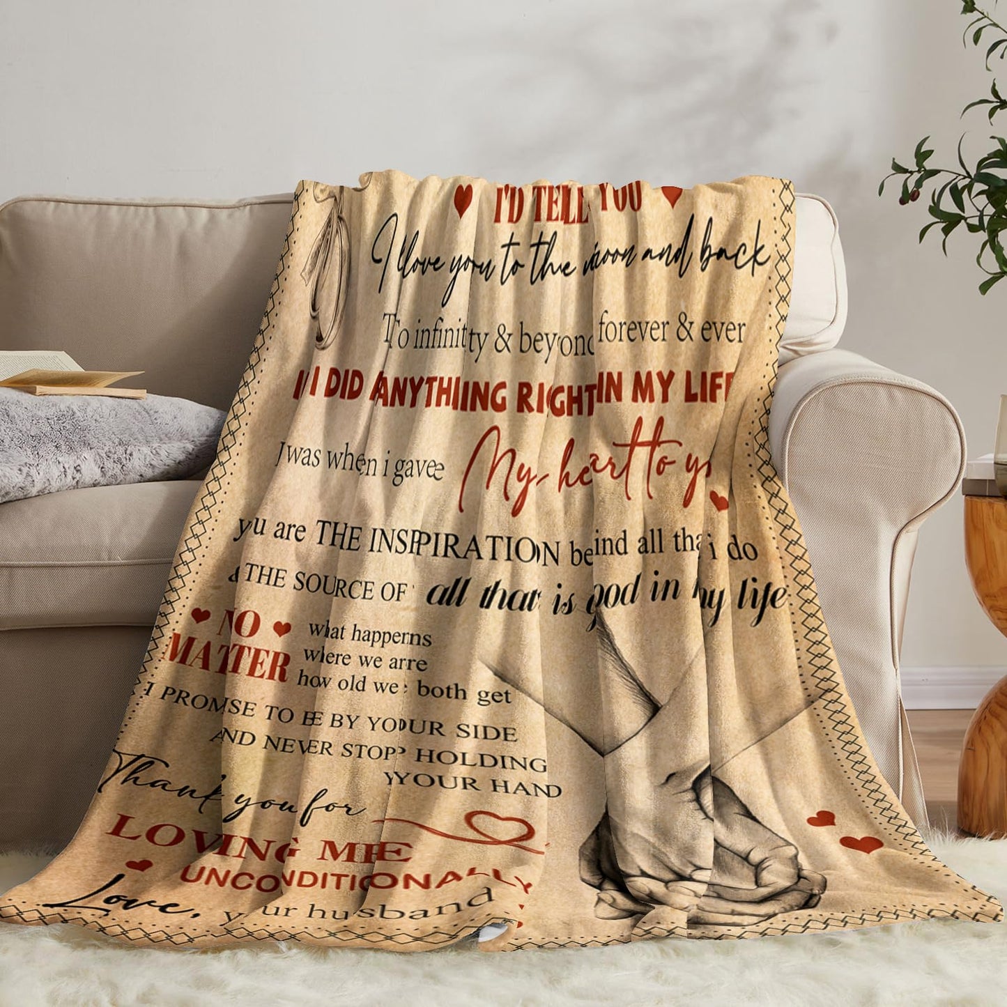 Wife Birthday Gifts from Husband Ideas - Happy Wedding Anniversary Romantic Gifts for Women - I Love You Gift for Her - Romantic Anniversary Birthday Presents for Her - To My Wife Blanket 50"x60"