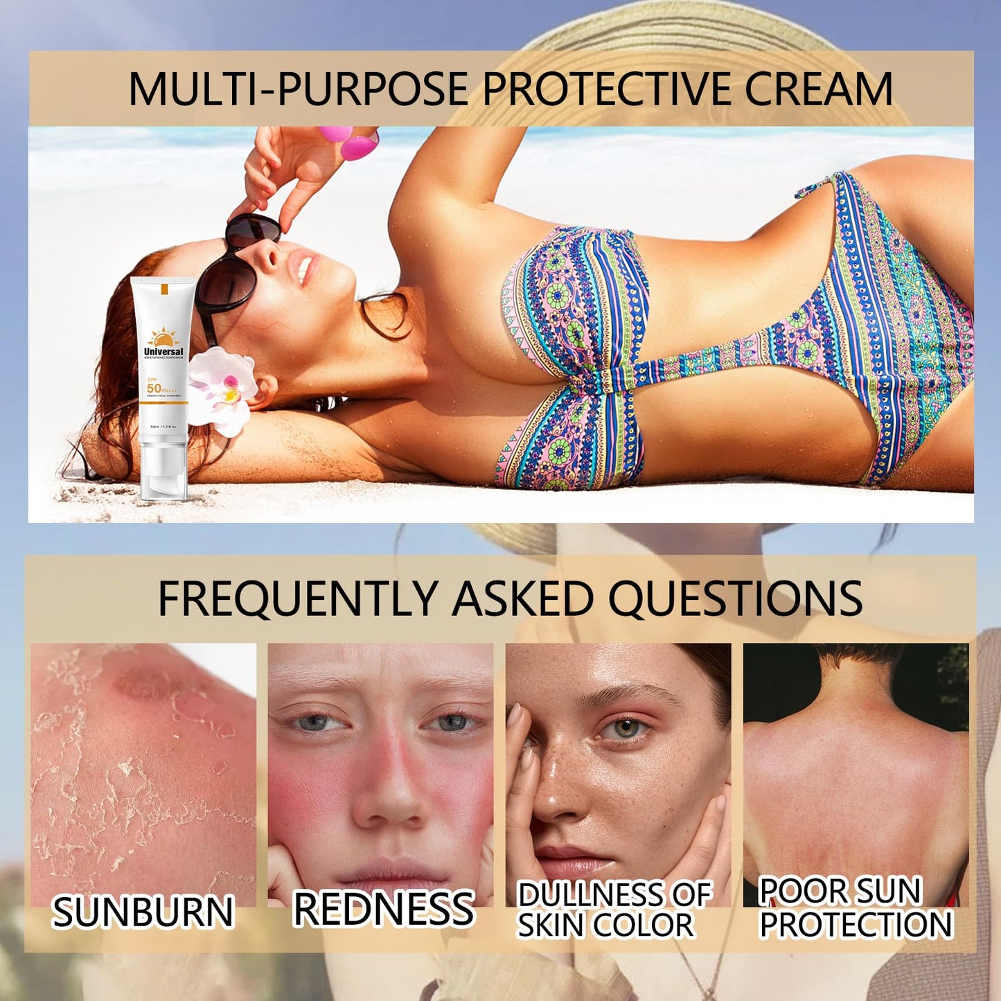 2Psc Tinted Sunscreen for Face SPF 50, Universal Tinted Moisturizer SPF50 PA+++, Protector Solar Con Color, Hydrating Sun Essenc