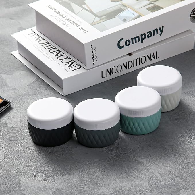 Travel Containers for Toiletries, Silicone Cream Jars BPA-Free, TSA Approved 3oz Travel Size Containers, Leak-proof Silicone Jars with Lid for Cosmetic Face Hand Body Cream (4 Pack)