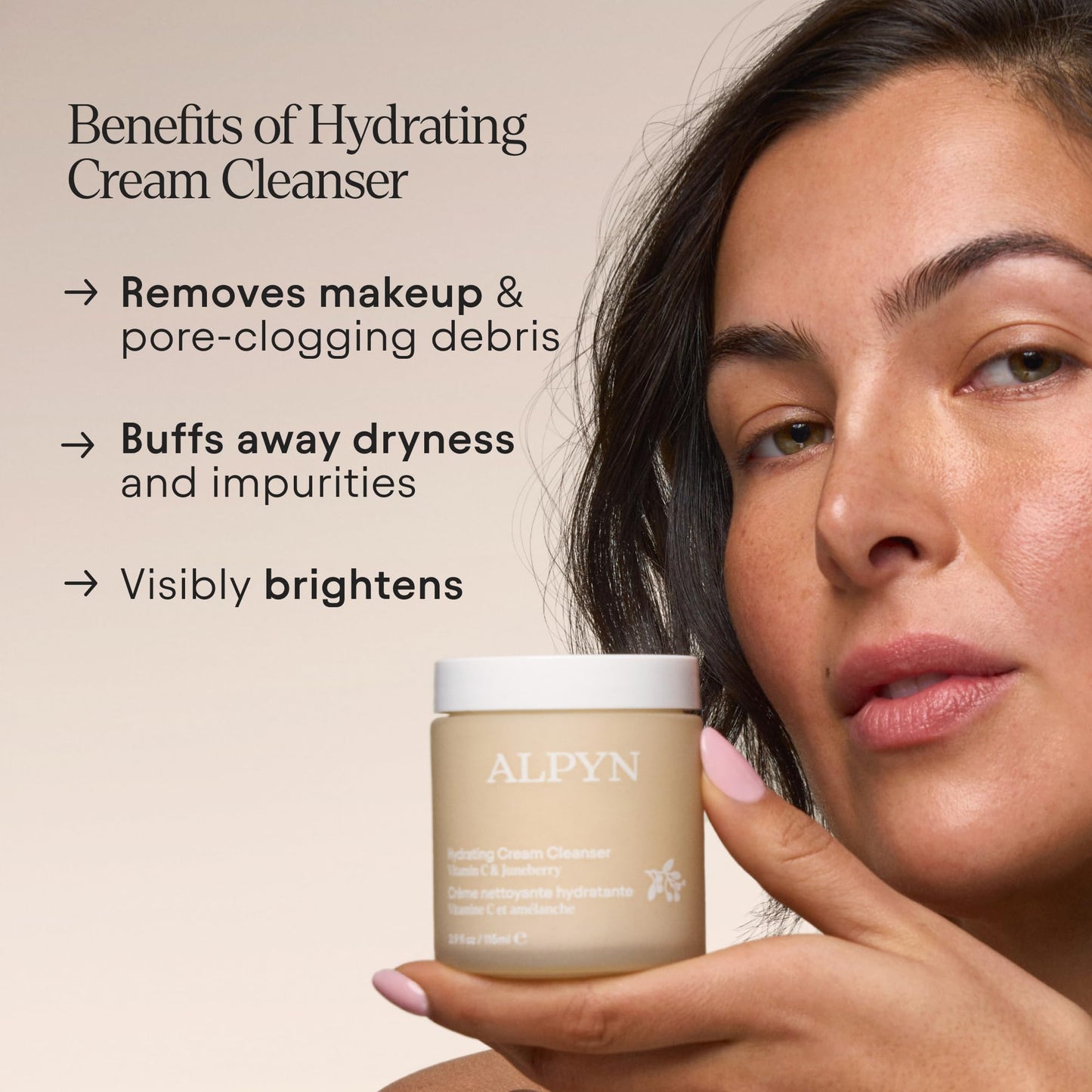 ALPYN Hydrating Cold Cream Cleanser with Vitamin C & Juneberry | Removes Dirt, Oil & Makeup | Exfoliates Dryness for Soft & Smoo