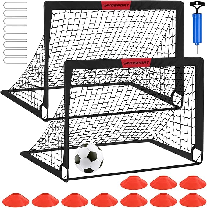 Kids Soccer Goals for Backyard Set - 2 of 4' x 3' Portable Soccer Goal Training Equipment, Pop Up Toddler Soccer Net with ...