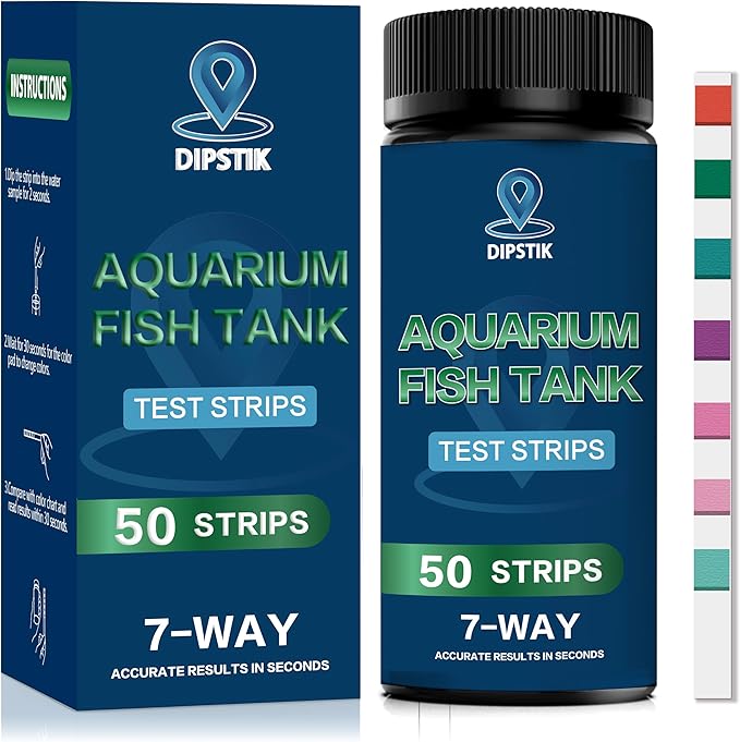 Aquarium Test Strips, 7-Way Aquarium Test Kit for Freshwater Saltwater,50 Strips Quick and Accurate Fish Tank Pond Test St...