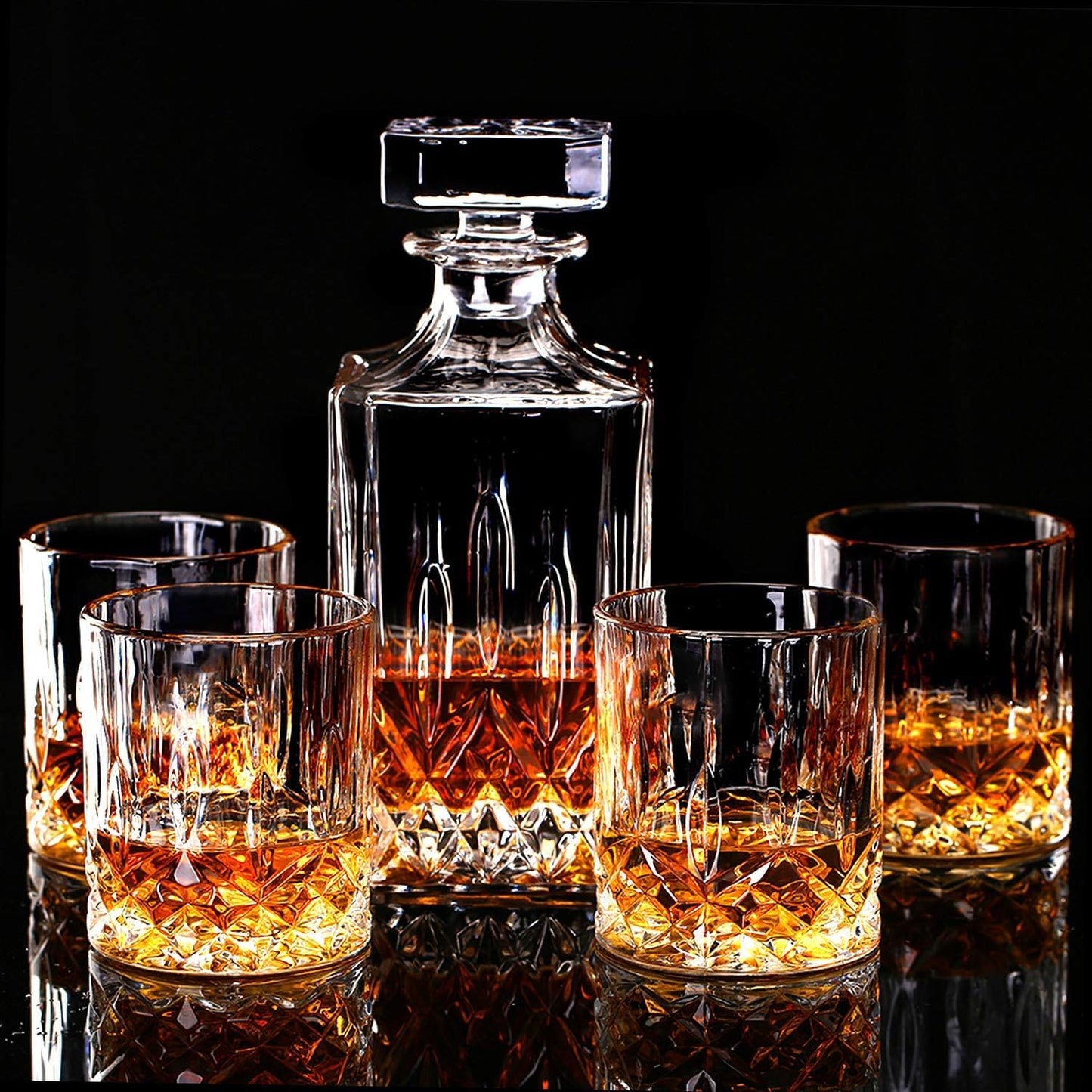 LIGHTEN LIFE Crystal Whiskey Decanter Set for Men - Gift Box With Glasses, Non-Lead Glass for Bourbon and Liquor - Perfect for Dad, Husband, Whiskey Lovers