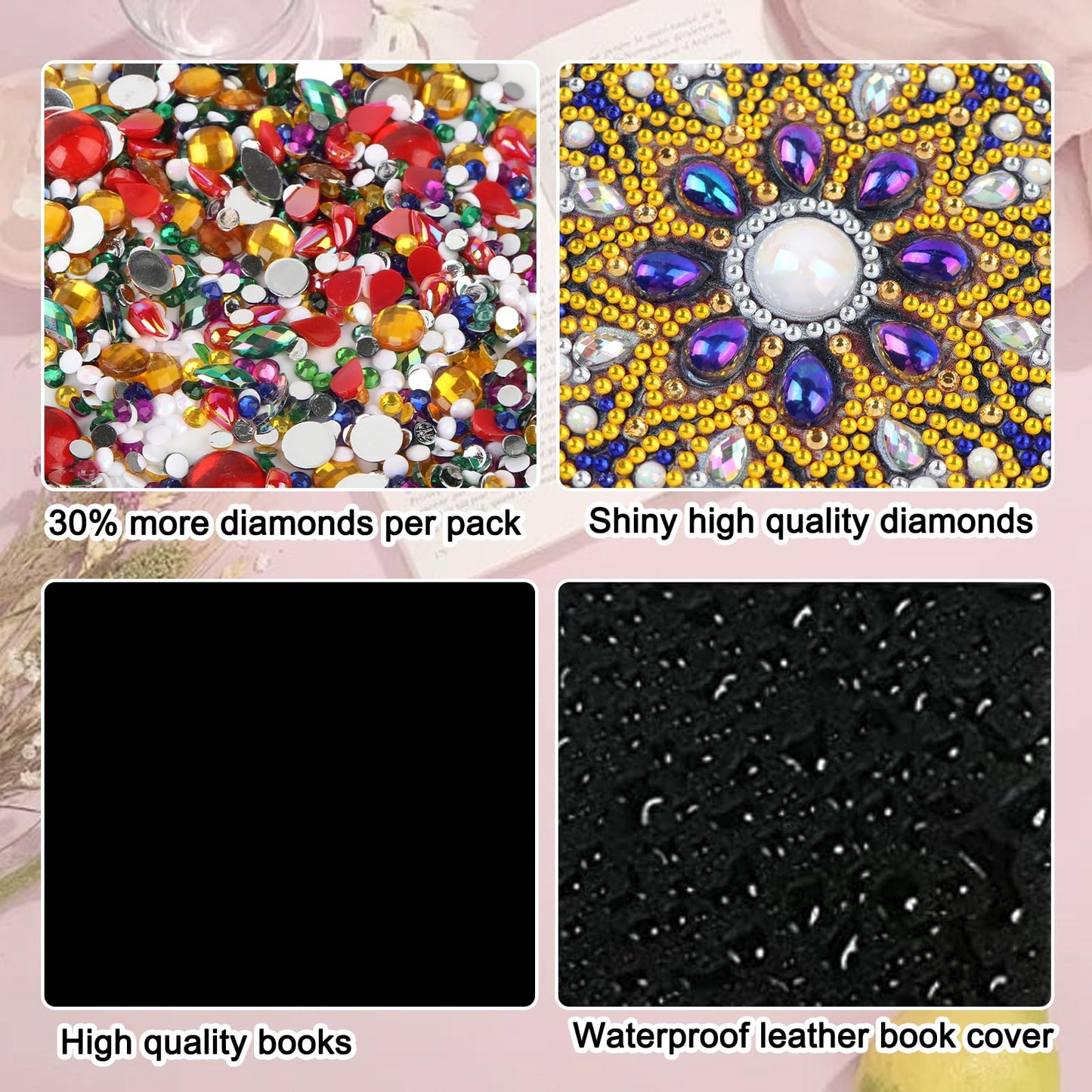 JZHYOAN 2Pcs Diamond Painting Notebook for Adults, Butterfly Fairy DIY Art Special Pattern Diamond Journals Sketchbook, Drawing Painting Notebook Gifts for Adult, Woman, Man Pink