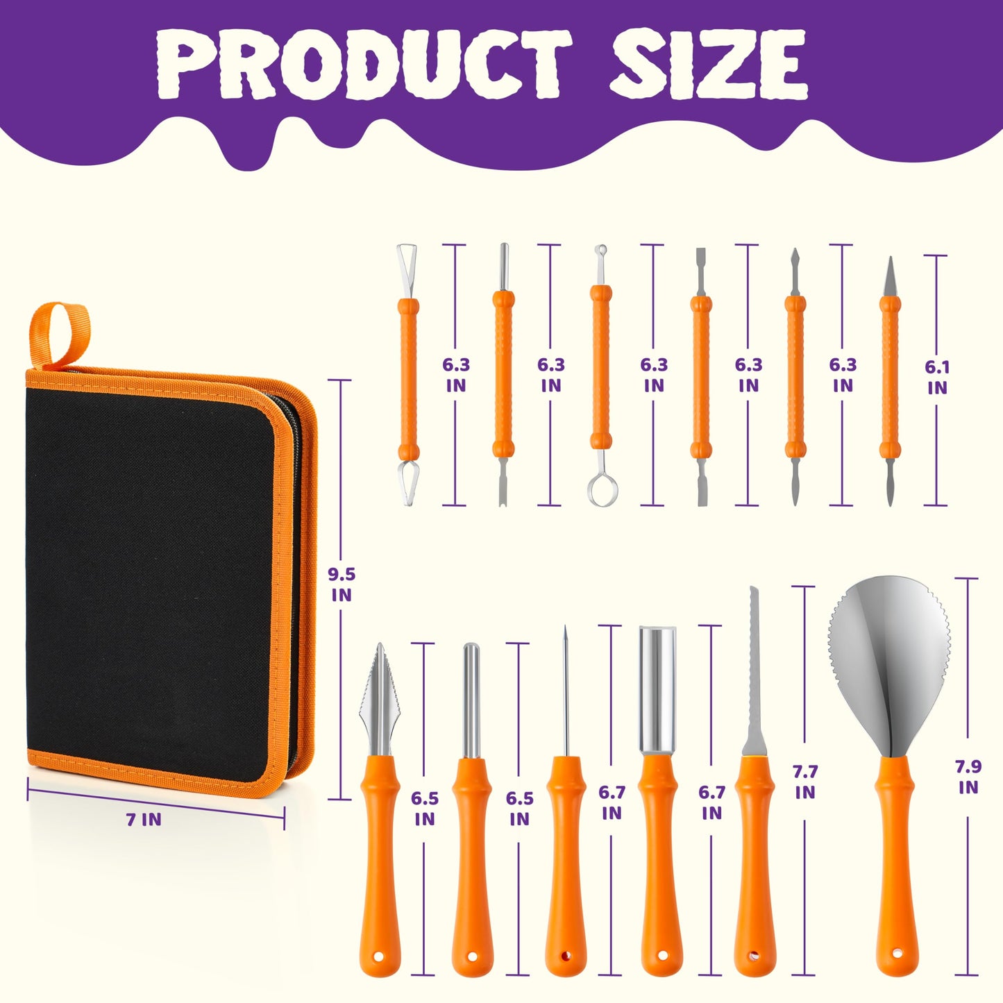 JOYIN 12 Pcs Halloween Pumpkin Carving Kit Tools, Professional Carving Set with Handbag, 12 Stainless Steel Double-sided Sculpting Tool for Kids DIY Jack-o-Lantern Party Decor Family Craft Supplies