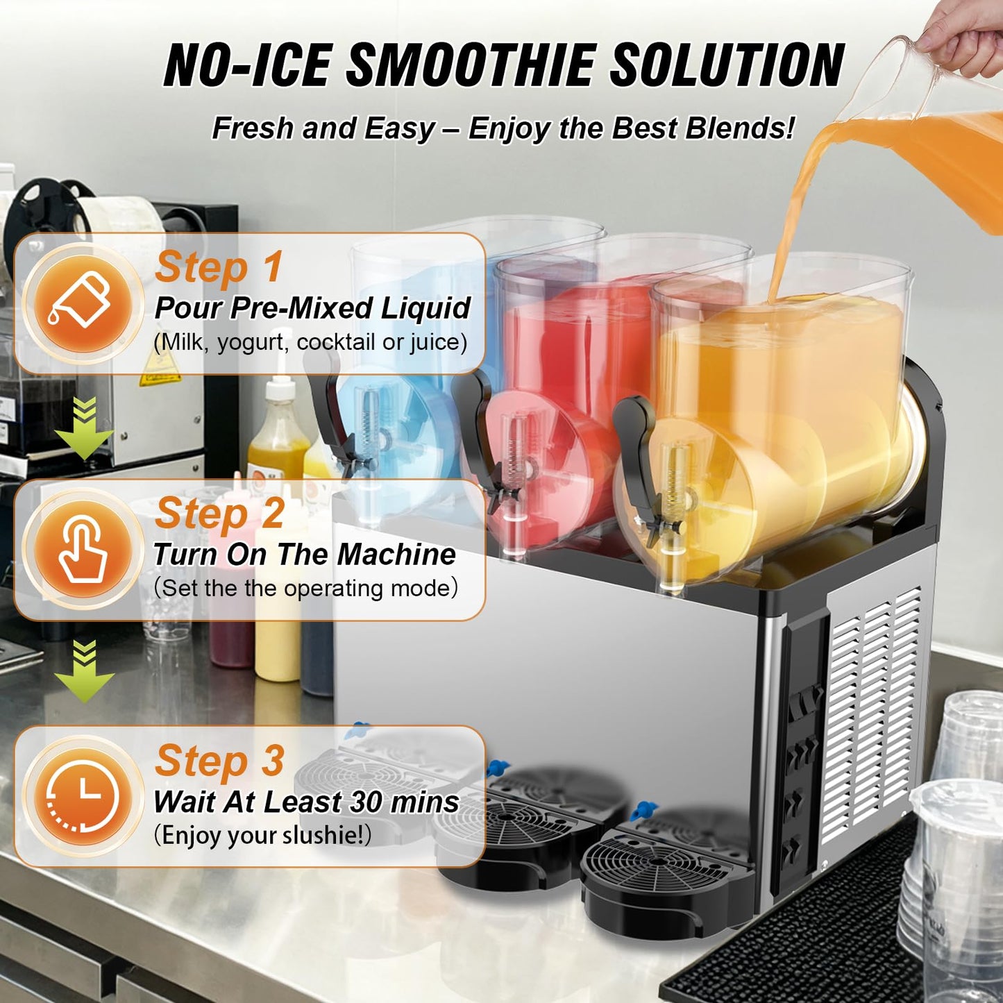 Ultimate Commercial Slushy Machine – 12X3 Tank Stainless Steel Slush Machine,Commercial Frozen Drink Maker for Juices, Margaritas, and Cocktails – Ideal for Bars and Restaurants