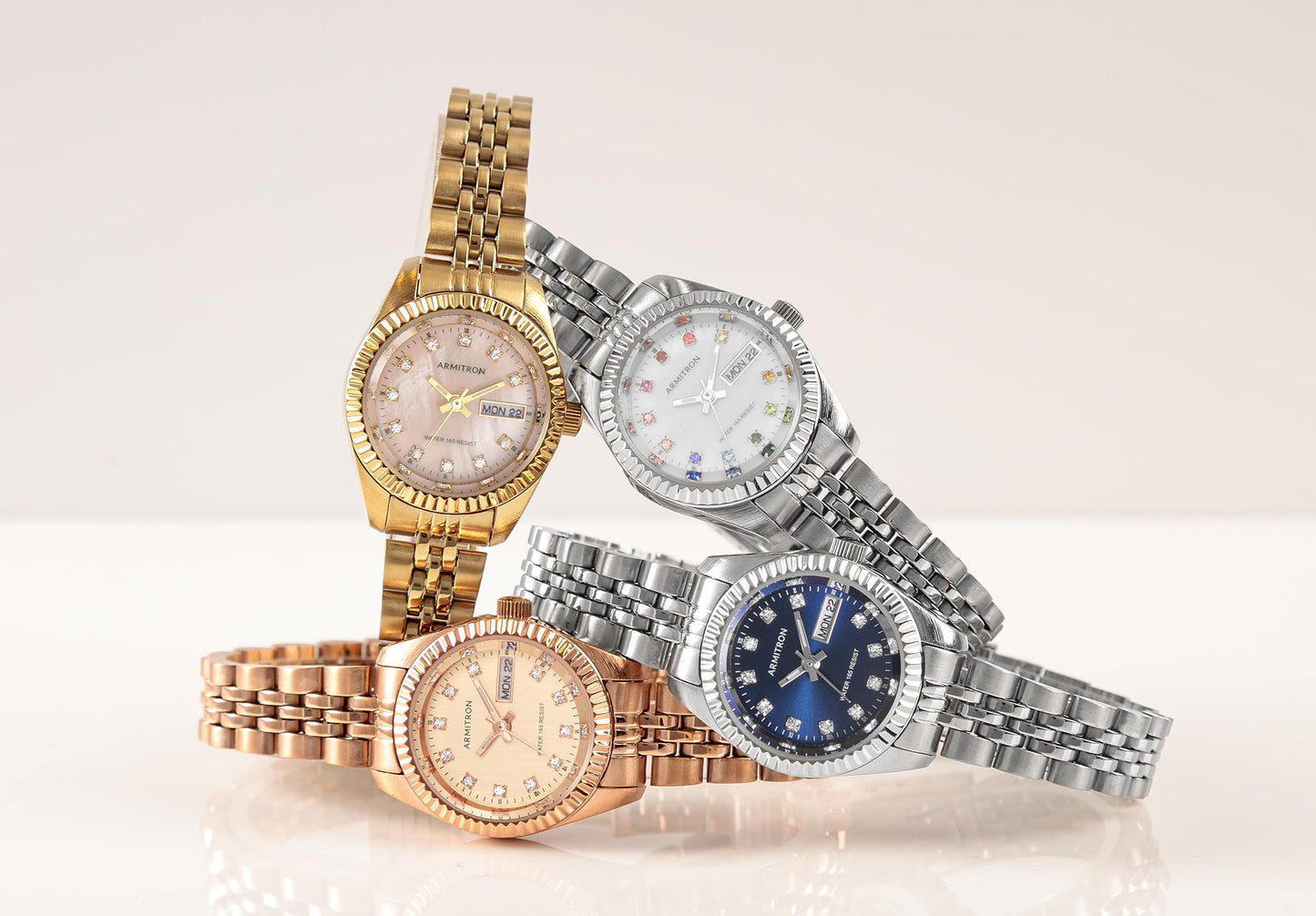 Armitron Women's Day/Date Crystal Accented Dial Metal Bracelet Watch, 75/2475