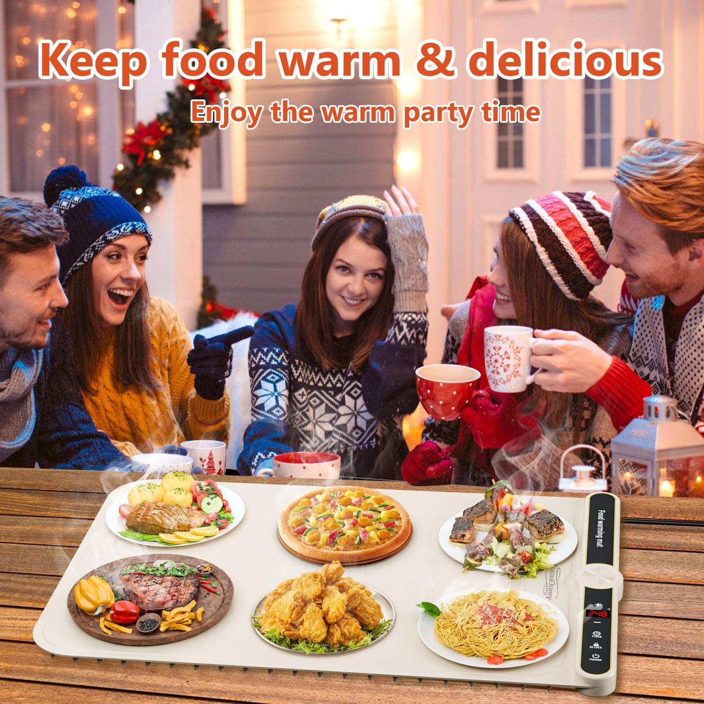 Warming Mat for Food, Food Warming Mat, Electric Warming Tray for Buffets Party, 6 Gear Timed 9 Gear Temperature Controlled 18H Auto Power Off Full Surface Rapid Heating Mat for Food, Home Daily Use
