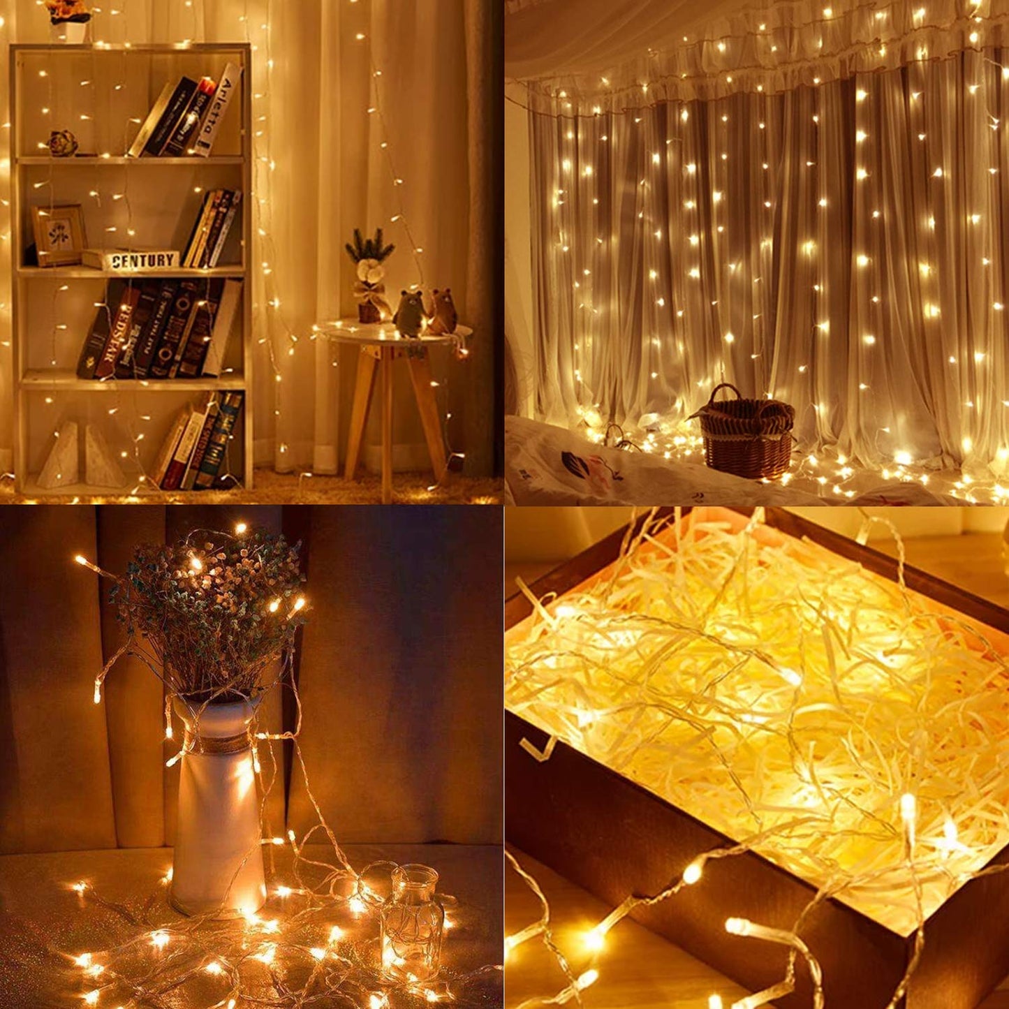 Koxly 2 Pack Battery Operated String Lights with Remote Timer Waterproof 8 Modes 16.4ft 50 LED String Lights for Bedroom,Garden,Party,Xmas Tree Indoor Outdoor Decorations, Warm White