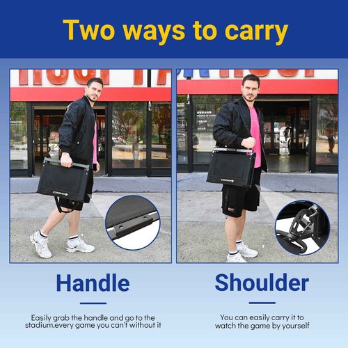 KINGROCK Stadium Chair for Bleachers with Back Support Portable Folding Bleacher Seat Cushion Padded Backrest 2 Hooks Lightweight for Sports Games Concert