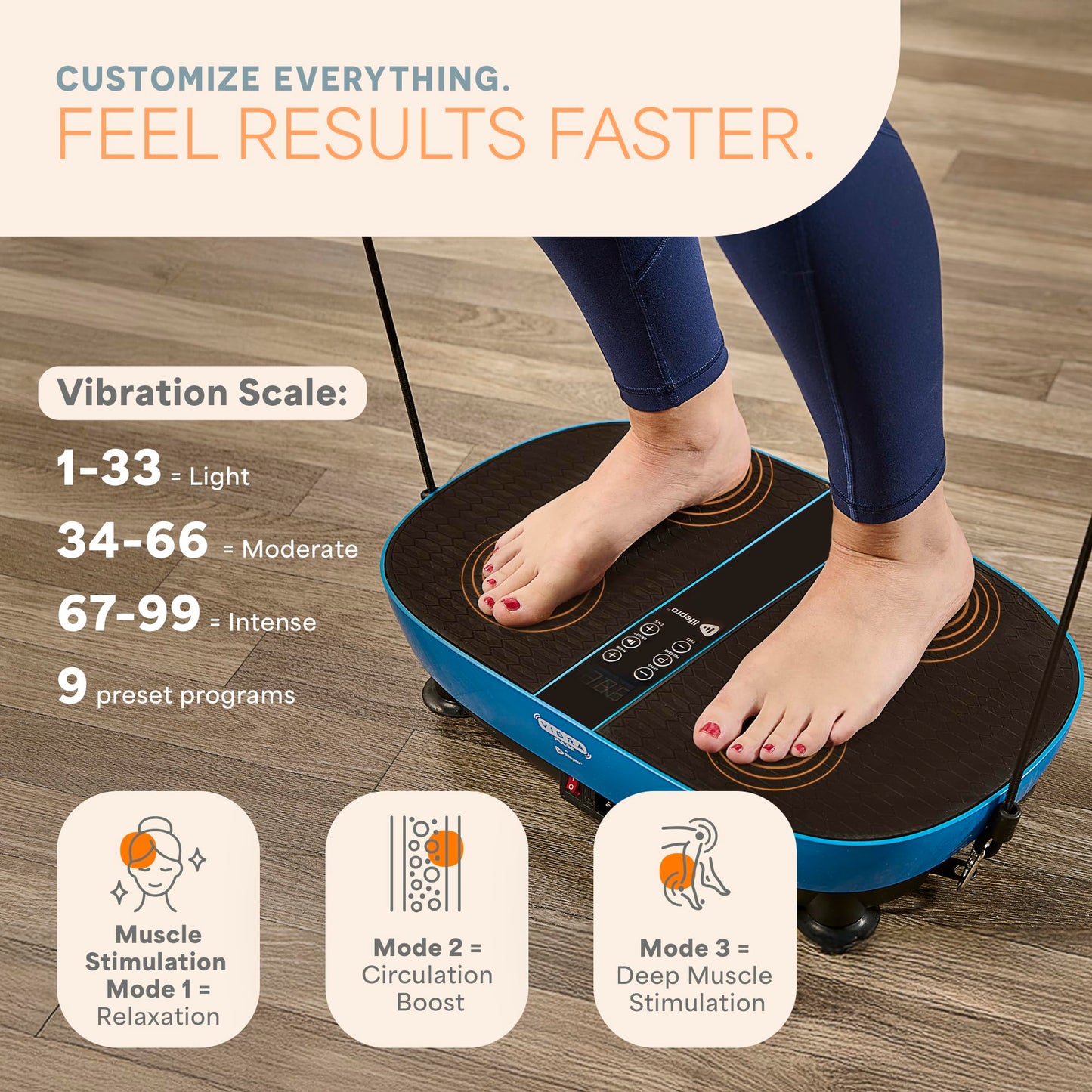 Lifepro VibraPulse Vibration Plate Exercise Machine — Vibrating Platform Machine with EMS and 99 Speed Levels — Vibration Plate for Lymphatic Drainage & Muscle Toning with Resistance Bands