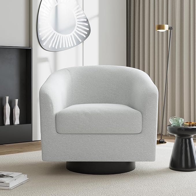 UIXE Swivel Accent Chair, Chenille Barrel Chairs Upholstered Armchair for Living Room, Modern Round Arm Chair Small Single Sofa Bedroom Reading Seat - Beige