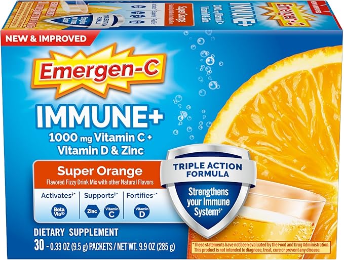 Emergen-C Immune+ Triple Action Immune Support Powder, BetaVia (R), 1000mg Vitamin C, B Vitamins, Vitamin D and Antioxidan...