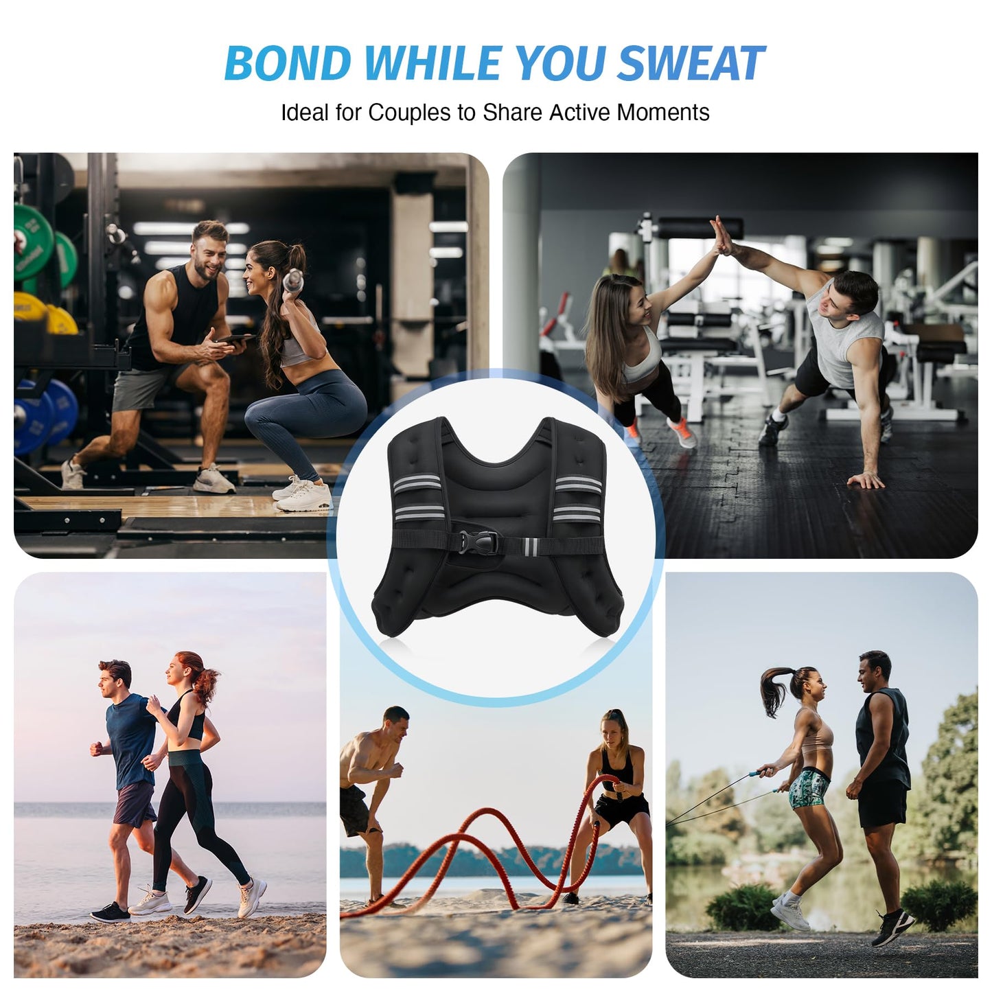 ZELUS Weighted Vest, 6lb/8lb/12lb/16lb/20lb/25lb/30lb Weight Vest with Reflective Stripe for Workout, Strength Training, Running, Fitness, Muscle Building, Weight Loss, Weightlifting, Black(8 lb)