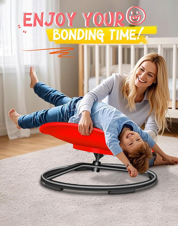 FERUERW Spinning Chair for Autistic Kids, Sensory Swivel Chair, 220LBS Weight Capacity, Sensory Toy for Children with ADHD/Autism, Training Body Coordination, 3+ Years (Red)