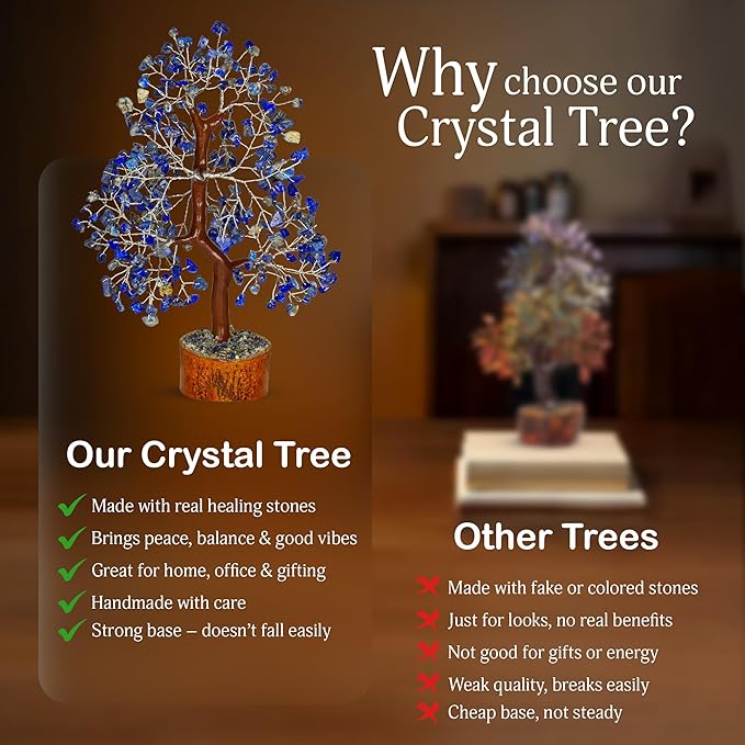Lapis Lazuli Chakra Tree - Crystal Tree, Money Tree, Chakra Tree of Life, Healing Stone, Gemstones and Crystals, Crystal Tree for Positive Energy