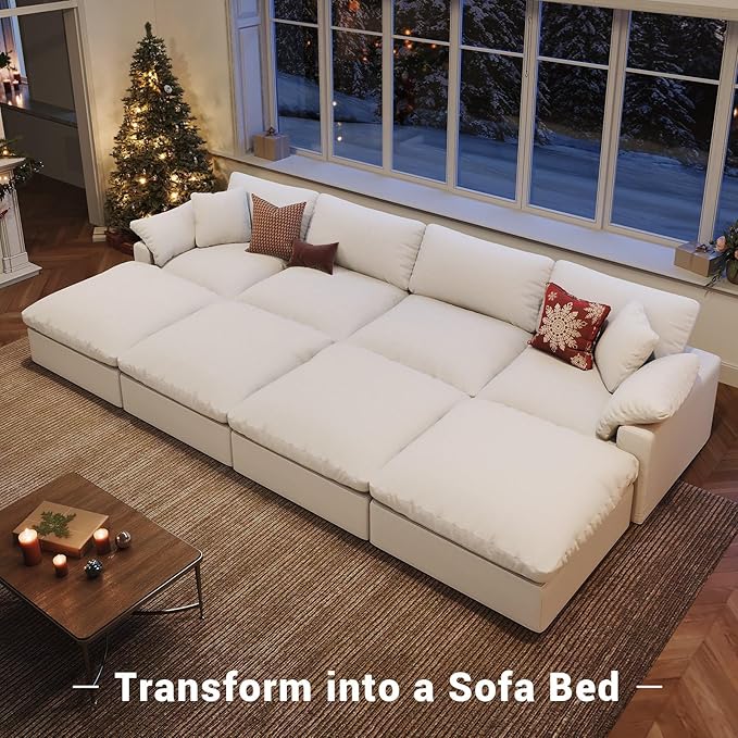 Intuition Decor Cloud Modular Sectional Sofa,78.6" V Shape 3 Seater with Corner Down Filled Comfy Sofa,Modern Deep Seat Cloud Couch,Detachable Couch Cushion Covers for Living Room,White