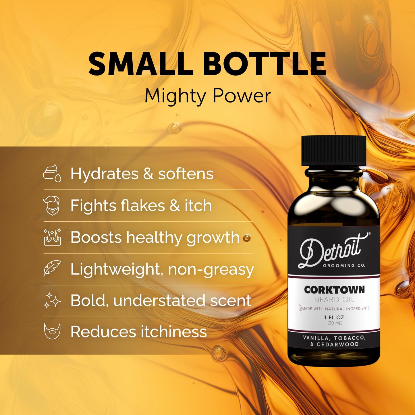Detroit Grooming Beard Oil | Hydrating & Nourishing Formula with Vitamin E  Corktown Scent (1 oz)