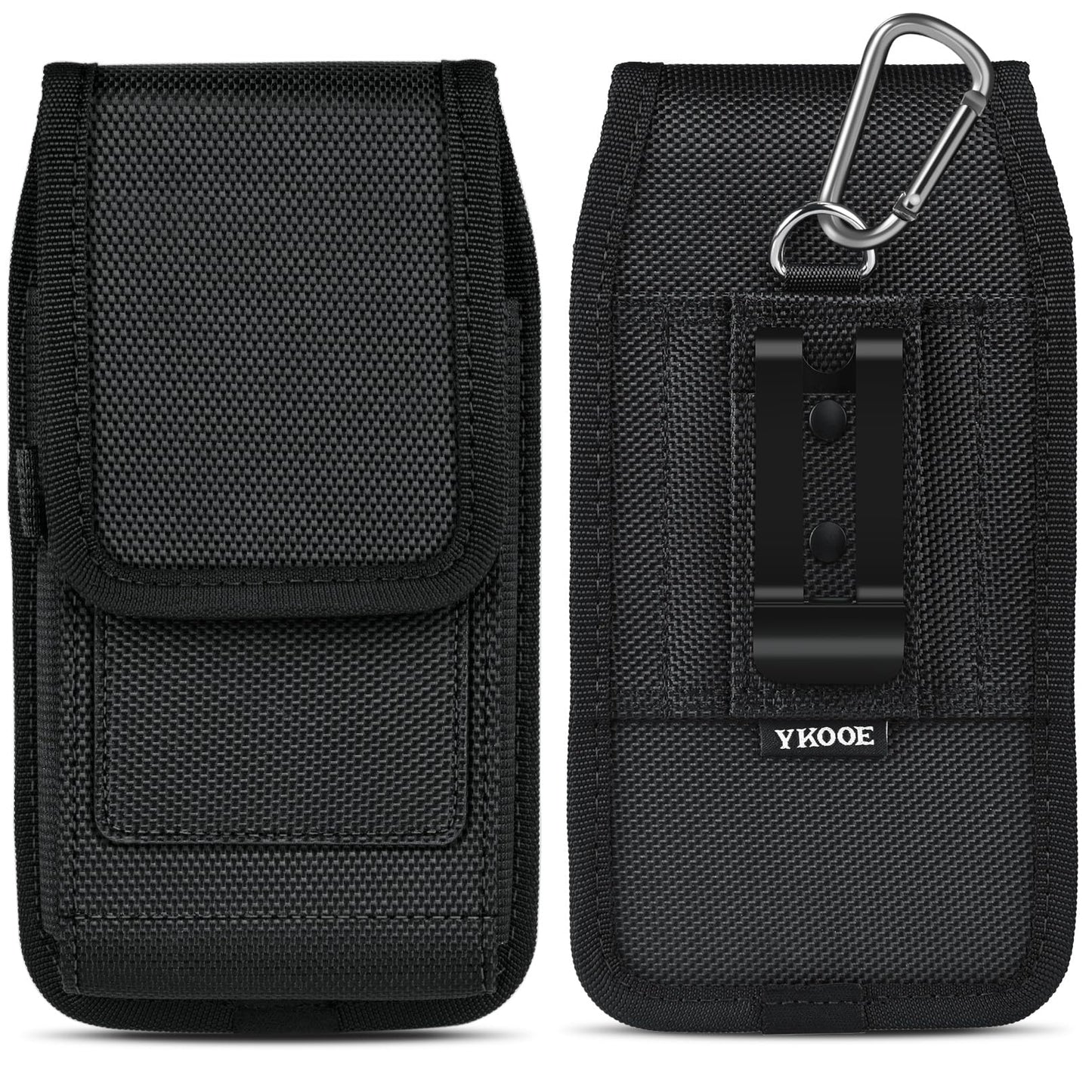 Ykooe Cell Phone Holster Compatible With Iphone 16/15/14/13/12 Pro Max & Plus Models - Belt Clip And Card Holder, Black, Xl